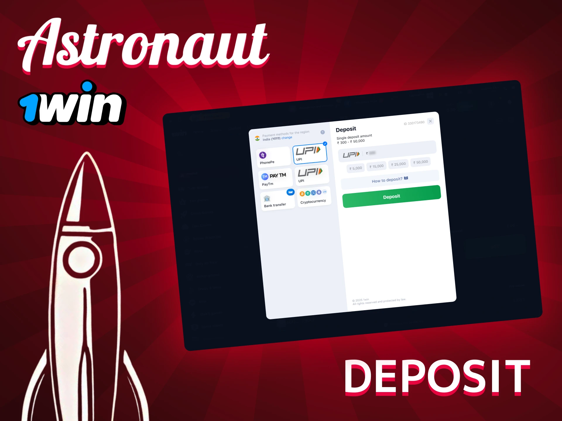 How to Make a Deposit on 1win to Play Astronaut