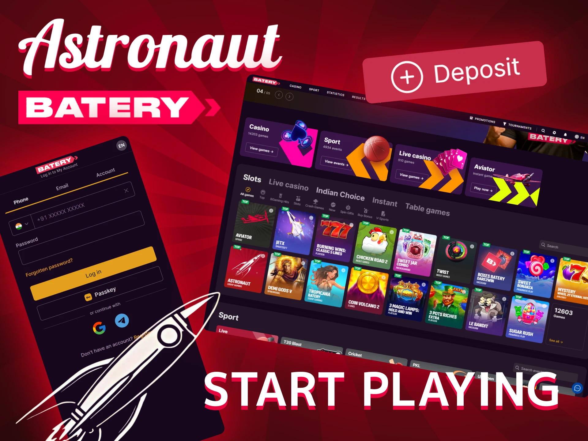 How to Start Playing the Astronaut Crash Game on Batery