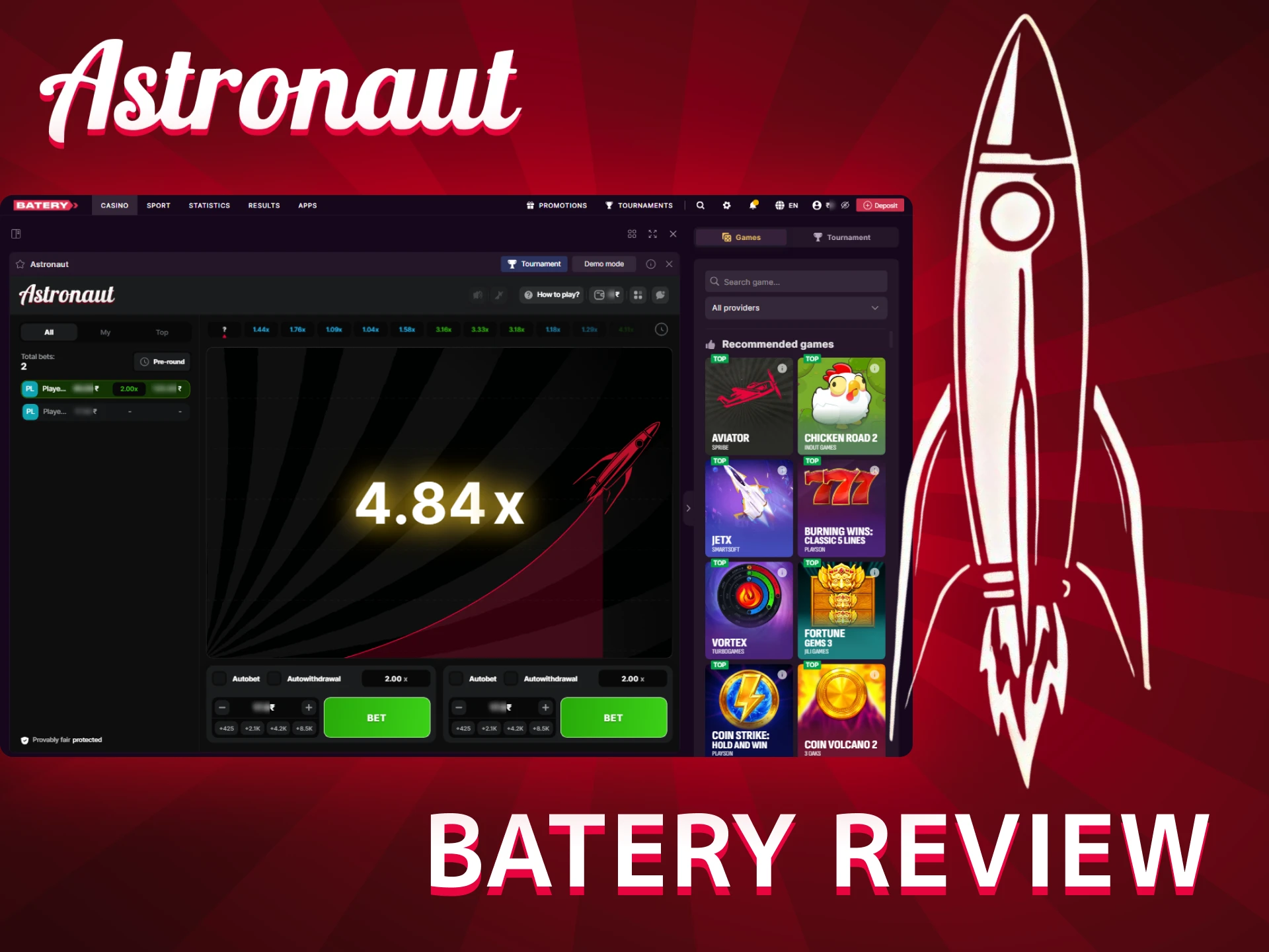 Playing Astronait on Batery